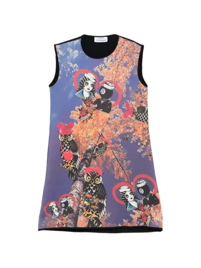 The Artistylist Autumn Printed Mini Dress In Blue