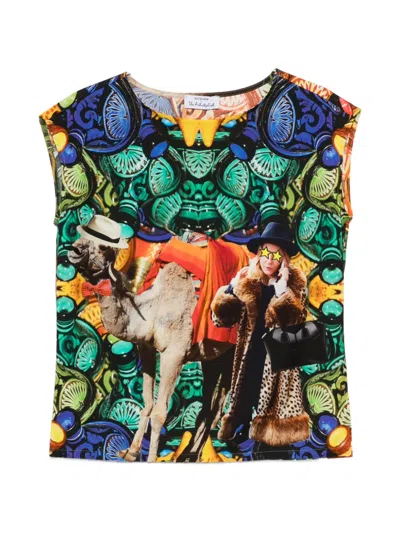 The Artistylist Camel Graphic-print T-shirt In Multi