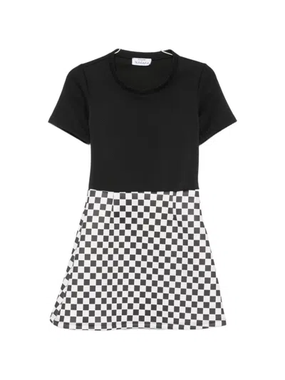 The Artistylist Checkerboard-print Short-sleeve Dress In White