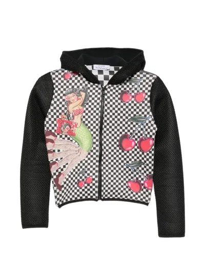 The Artistylist Checkered-print Mermaid-graphic Jacket In Black