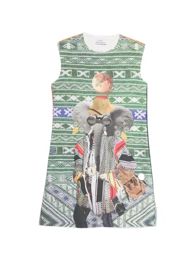 The Artistylist Elephant Sleeveless Mini Dress In Green