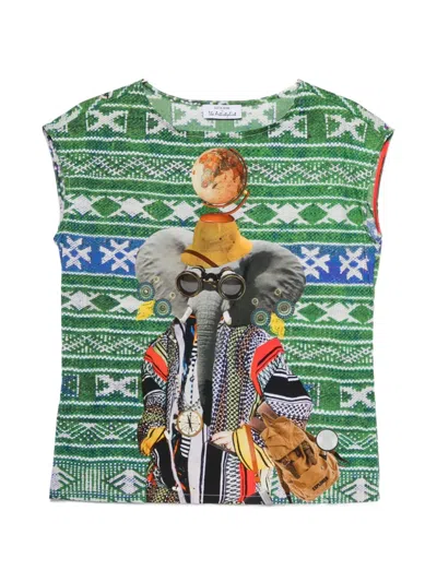 The Artistylist Elephant-print Geometric-print Vest In Green