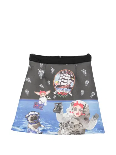 The Artistylist Graphic-print A-line Skirt In Black