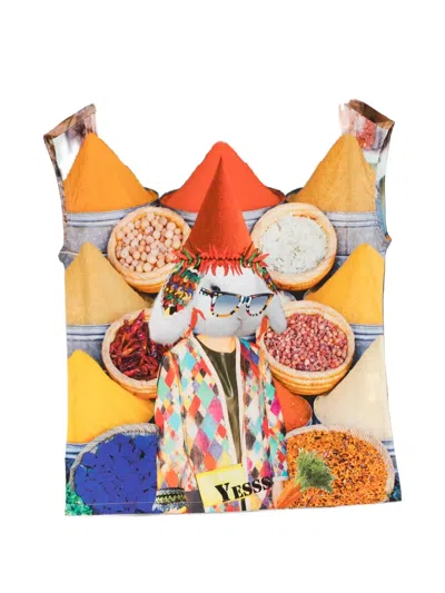 The Artistylist Graphic-print Cotton Vest In Orange