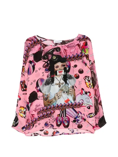 The Artistylist Graphic-print Long-sleeve Blouse In Pink