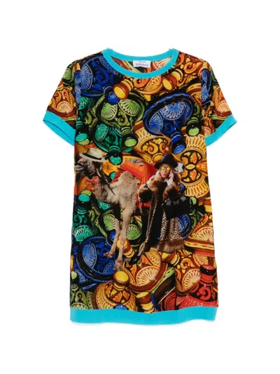The Artistylist Graphic-print Short-sleeve Mini Dress In Orange