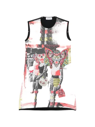 The Artistylist Graphic-print Sleeveless Mini Dress In White