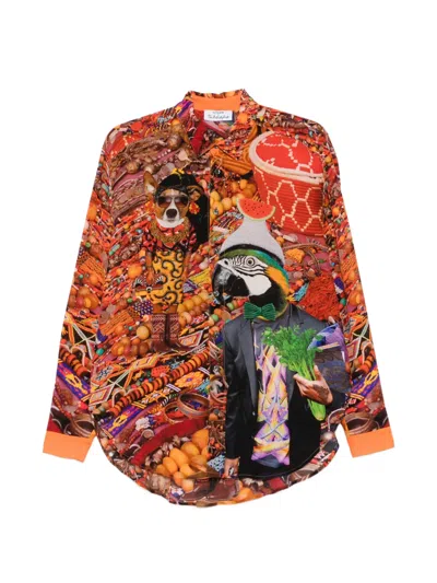 The Artistylist Jewelery Graphic-print Long-sleeve Shirt In Orange