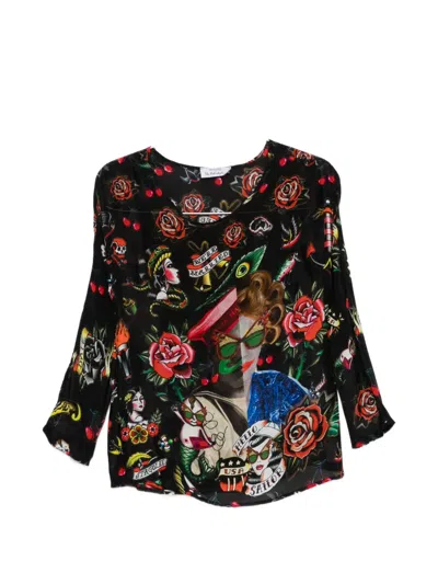 The Artistylist Old School Graphic-print Blouse In Multi
