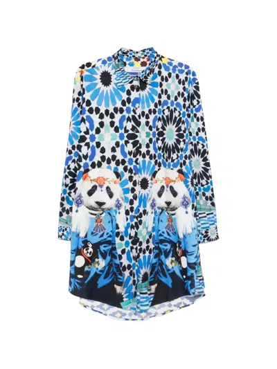 The Artistylist Panda Printed Shirt In Blue