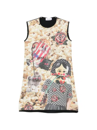 The Artistylist Popcorn-print Sleeveless Mini Dress In Black