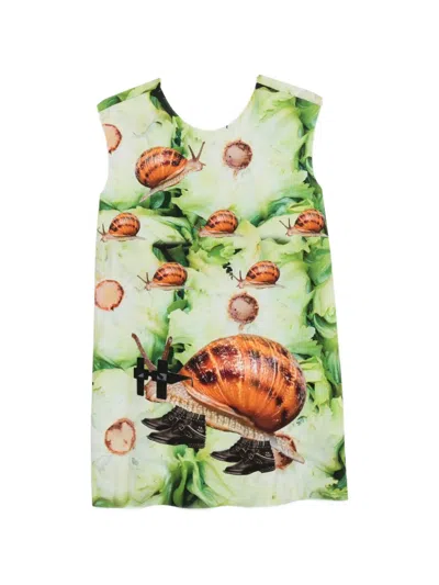 The Artistylist Snail-print Sleeveless Mini Dress In Green