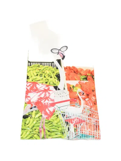 The Artistylist Supermarket-print Sleeveless Mini Dress In White