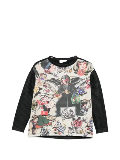 The Artistylist Tattoo-print Mesh-panelled Sweatshirt In Black