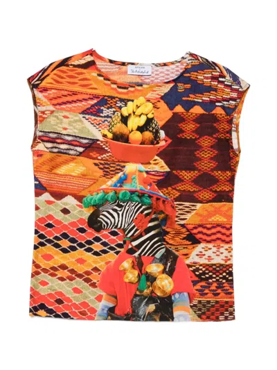 The Artistylist Zebra-print Cotton Vest In Orange