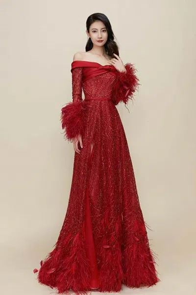 The Atelier Couture Allson Gown In Red