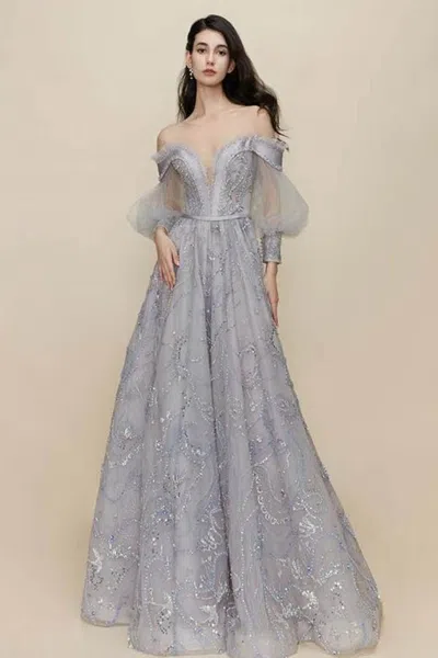 The Atelier Couture Anila Gown In Purple