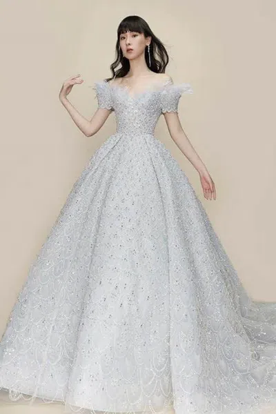 The Atelier Couture Cynthia Gown In Blue