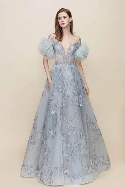 The Atelier Couture Debby Gown In Blue