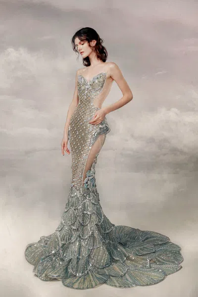 The Atelier Couture Gizi Gown In Blue