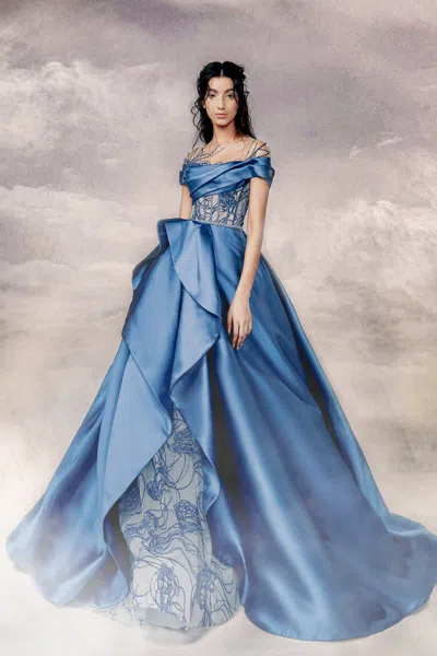 The Atelier Couture Magda Gown In Blue