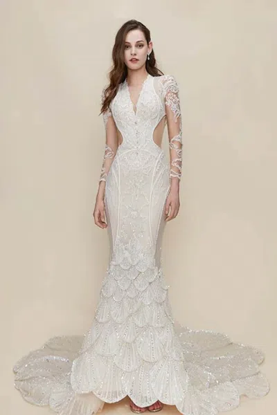 The Atelier Couture Myrtle Mermaid Gown In Ivory