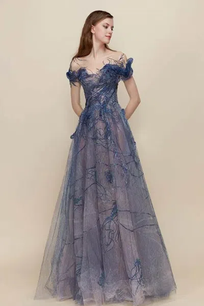 The Atelier Couture Noelani Gown In Blue