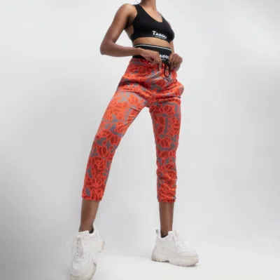 The Athletic Side Of Us Active Self Graffiti Print Joggers In Orange & Grey In Multi