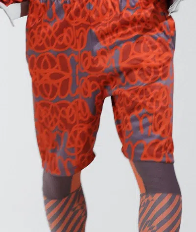 The Athletic Side Of Us Print Shorts In Tasou Orange /gray In Multi
