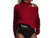 The Athletic Side Of Us Women's Victorian Cut Out Shoulder Sweater In Burgundy