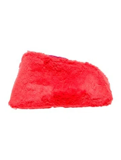 Pre-owned The Attico X Linda Farrow Faux Fur Clutch In Red