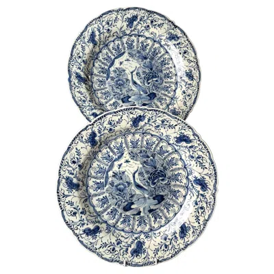 Pre-owned The Axe Dutch Delft Blue And White Large Plates Pair Axe Mark 18th Century Circa 1770