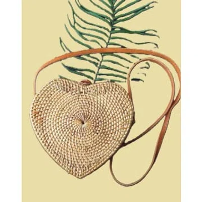 The Bali Collection Rattan Shoulder Bag Heart In Neutral