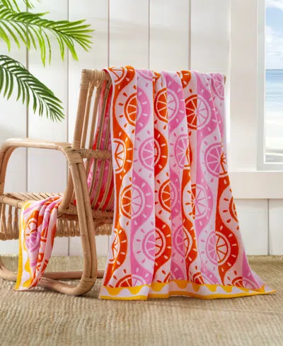 The Beach House Citrus Print Cotton Jacquard Beach Towel, 40" X 70" In Orange