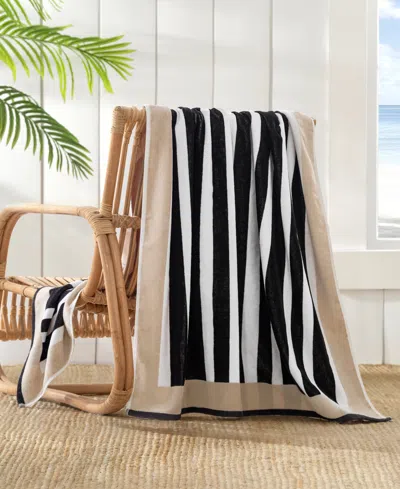 The Beach House Frame Stripe Cotton Beach Towel, 40" X 70" In Black