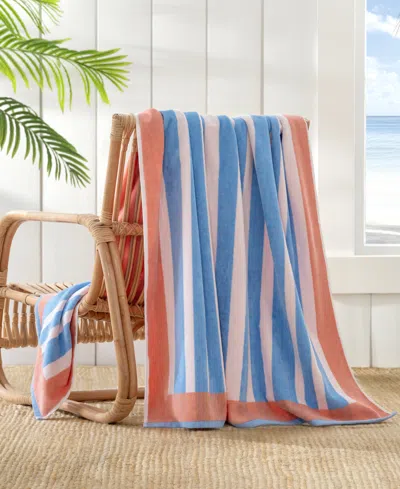 The Beach House Frame Stripe Cotton Beach Towel, 40" X 70" In Blue