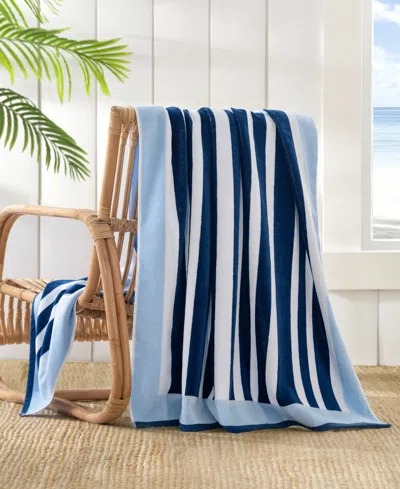 The Beach House Frame Stripe Cotton Beach Towel, 40" X 70" In Blue