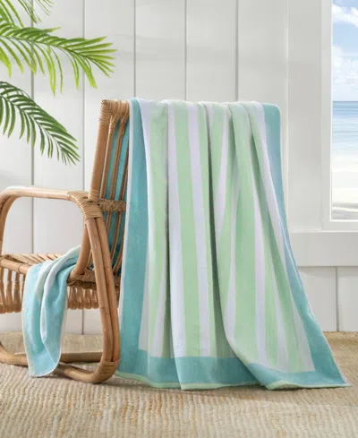 The Beach House Frame Stripe Cotton Beach Towel, 40" X 70" In Green