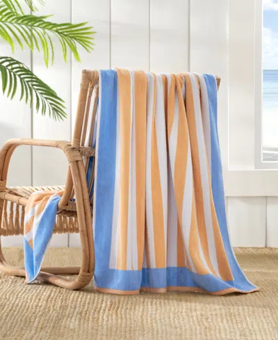 The Beach House Frame Stripe Cotton Beach Towel, 40" X 70" In Orange