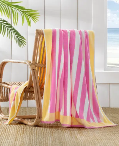 The Beach House Frame Stripe Cotton Beach Towel, 40" X 70" In Pink