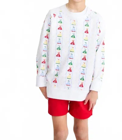The Beaufort Bonnet Company Kids' Cassidy Comfy Crewneck Top In Set Sail In White