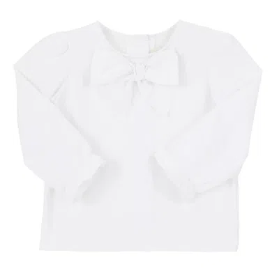 The Beaufort Bonnet Company Kids' Girl's Beatrice Bow Blouse In Worth Avenue White