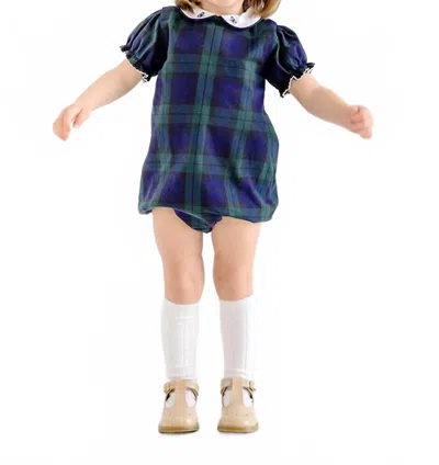 The Beaufort Bonnet Company Kids' Girls Bedford Bubble Romper In Berwick Black Watch In Blue