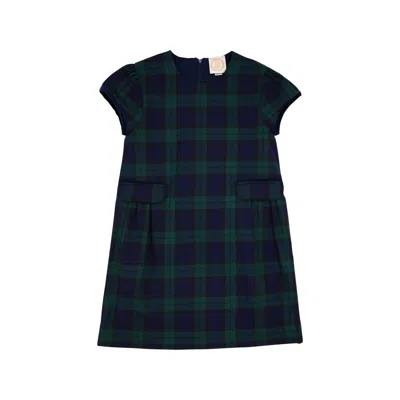 The Beaufort Bonnet Company Kids' Girls Betts Bow Dress In Berwick Black Watch In Blue