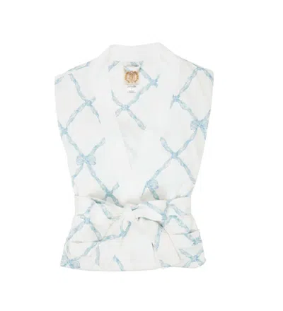 The Beaufort Bonnet Company Women's Long Sleeve Ready Or Not Robe In Buckhead Blue In White