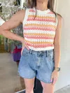 The Beautiful Miranda Stripe Crochet Tank Top In Orange In Multi
