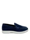 The Bekk Navy Blue Suede Loafers In Dark Blue