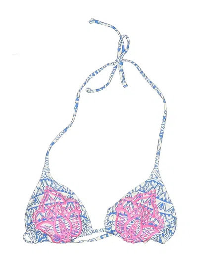 Pre-owned The Bikini Lab Swimsuit Top Blue Print Pattern Swimwear