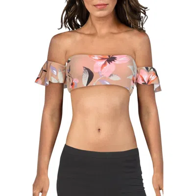 The Bikini Lab Womens Bandeau Off-the-shoulder Swim Top Separates In Gray