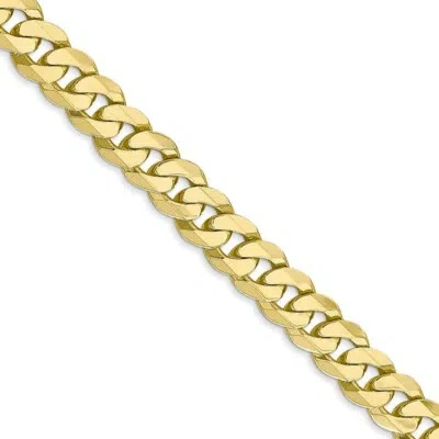 Pre-owned The Black Bow Men's 6.75mm 10k Yellow Gold Flat Beveled Curb Chain Necklace